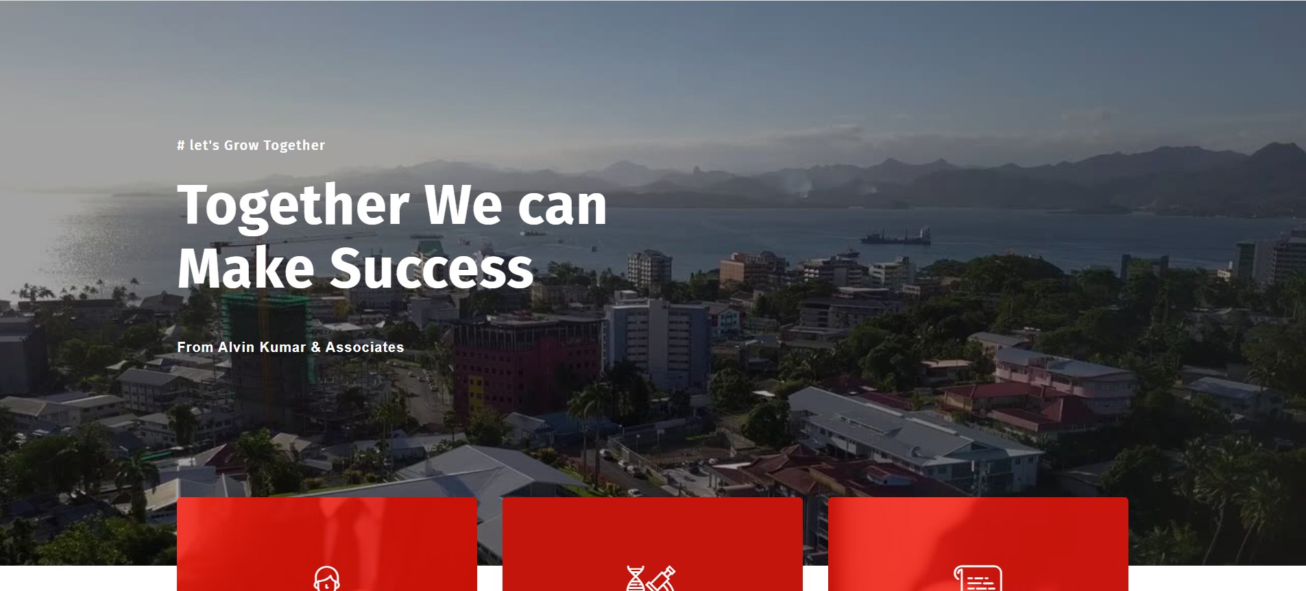 AK Fiji - Alvin Kumar & Associates website screenshot after redesign, highlighting professional services.