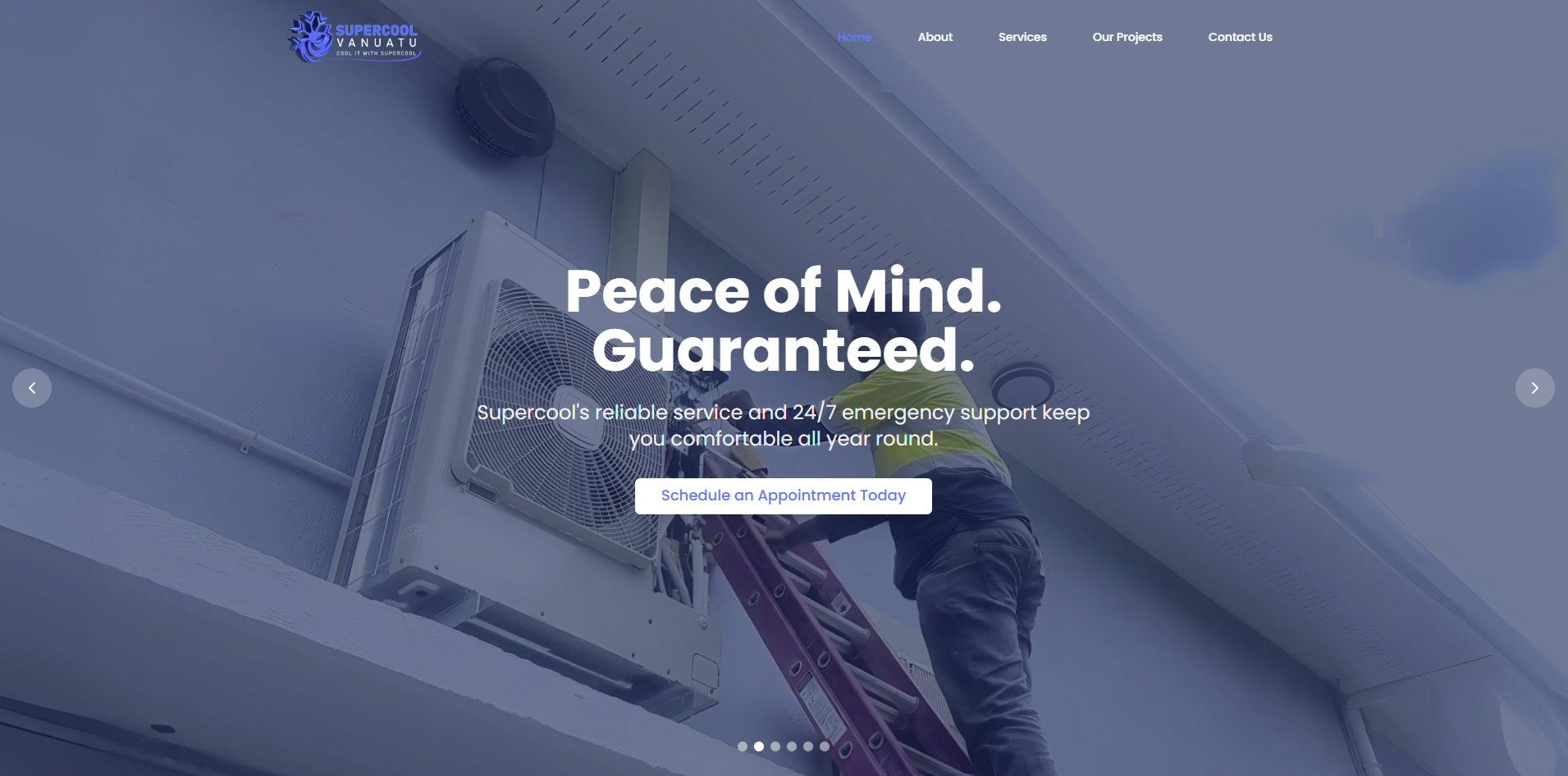 Supercool Vanuatu HVAC and refrigeration services website screenshot.